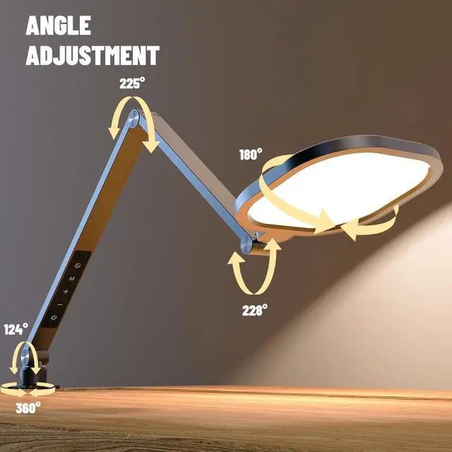 Alt view image 4 of 7 - LED Desk Lamps for Home Office, 1200LM Adjustable Swing Arm Desk Light with Clamp, Memory & Timer, 3000K-6500K Computer Zoom Light for Video Calls, Conference, Streaming, Reading, Task Lighting