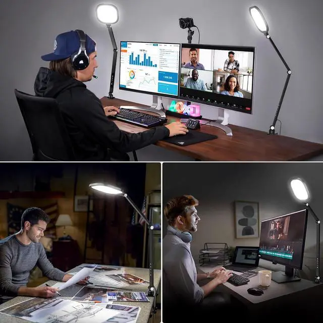 Alt view image 5 of 7 - Video Conference Light for Computer, Dimmable Zoom Lighting for Video Calls, Meeting, Laptop & Webcam, 15W Ring Light with C- Clamp,Swing Arm, Remote, Memory & Timer CRI >95