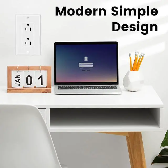 Alt view image 6 of 7 - ThunderWay Decorator Receptacle Outlet with Wall Plate, Non-Tamper-Resistant Electrical Outlet, 15 amp Outlet, Self-Grounding, UL Listed, White (20 Pack)