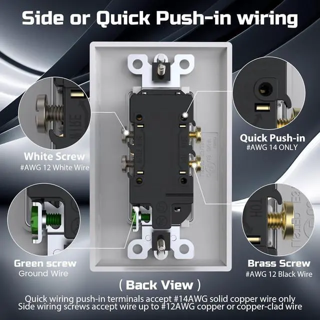 Alt view image 4 of 7 - ThunderWay Decorator Receptacle Outlet with Wall Plate, Non-Tamper-Resistant Electrical Outlet, 15 amp Outlet, Self-Grounding, UL Listed, White (20 Pack)
