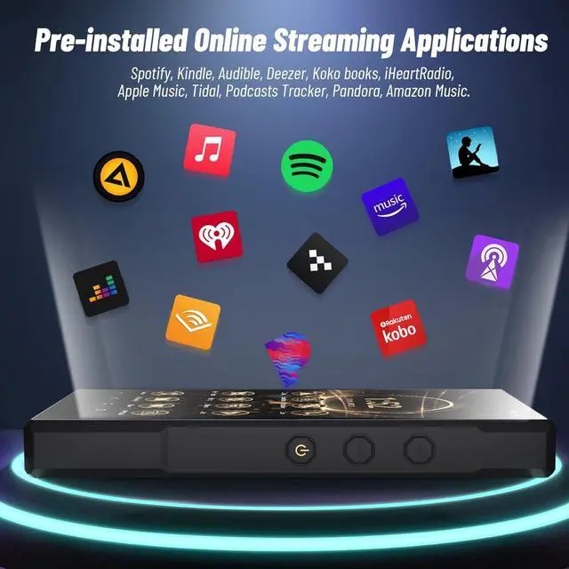 Alt view image 5 of 6 - MP3 Player with Bluetooth and WiFi, Freely App Download, Pre-Installed Spotify, Audible, 5.0'' HD IPS Display, Octa-core, 5000mAh Battery, MP4 Android Music Player Up to 1TB