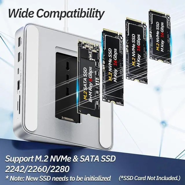 Alt view image 3 of 7 - USB C Hub for iMac 24 inch 2021/2023/2024, Minisopuru iMac Hub Support M.2 NVMe SSD, iMac Accessories for iMac M1/M3/M4, iMac Adapter with USB A/C 10Gbps, SD/TF, M.2 SSD (Not Included), Silver