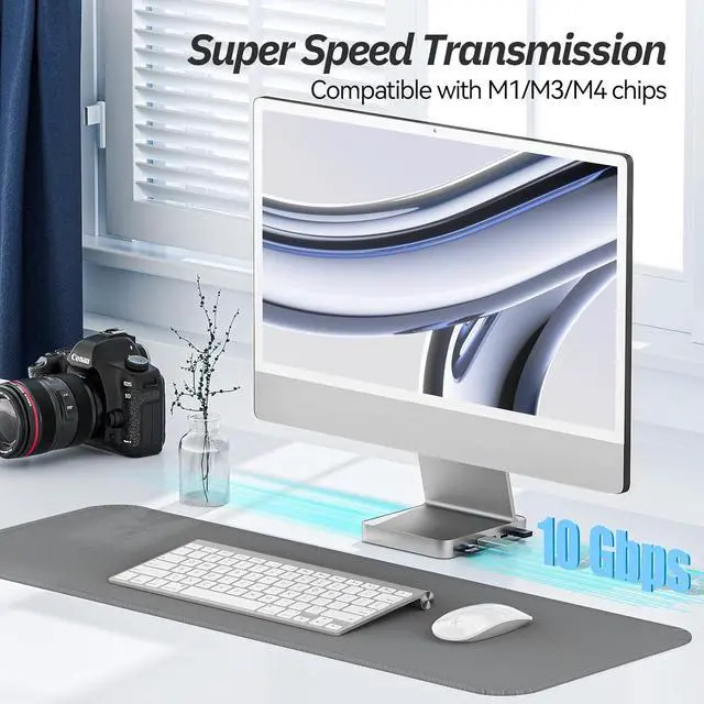 Alt view image 5 of 7 - USB C Hub for iMac 24 inch 2021/2023/2024, Minisopuru iMac Hub Support M.2 NVMe SSD, iMac Accessories for iMac M1/M3/M4, iMac Adapter with USB A/C 10Gbps, SD/TF, M.2 SSD (Not Included), Silver