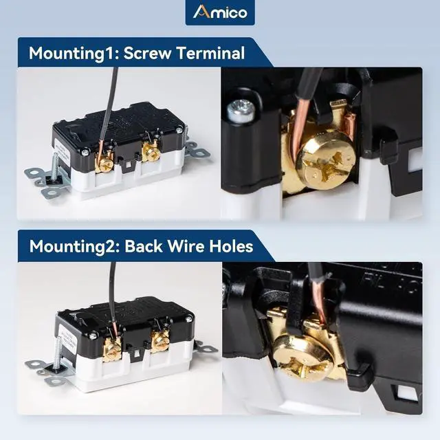 Alt view image 3 of 7 - 12 Pack GFCI Outlet 15 Amp with Thinner Design, Weather Resistant (WR), Self-Test GFI Receptacles with LED Indicator, Wall Plates and Screws Included, Indoor or Outdoor, ETL Listed, White