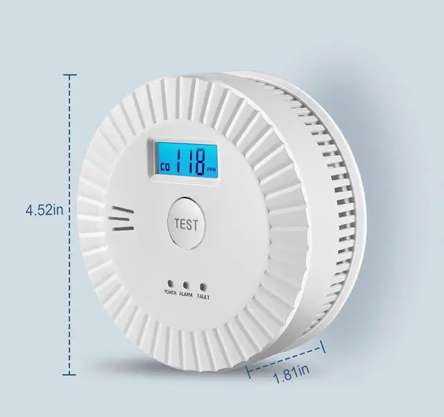 Alt view image 2 of 6 - 5 Pack Smoke Detector Carbon Monoxide Detector Combo Battery Powered,Carbon Monoxide Detector Smoke Alarm with Test Button,Smoke and Carbon Monoxide Detector with Digital Display