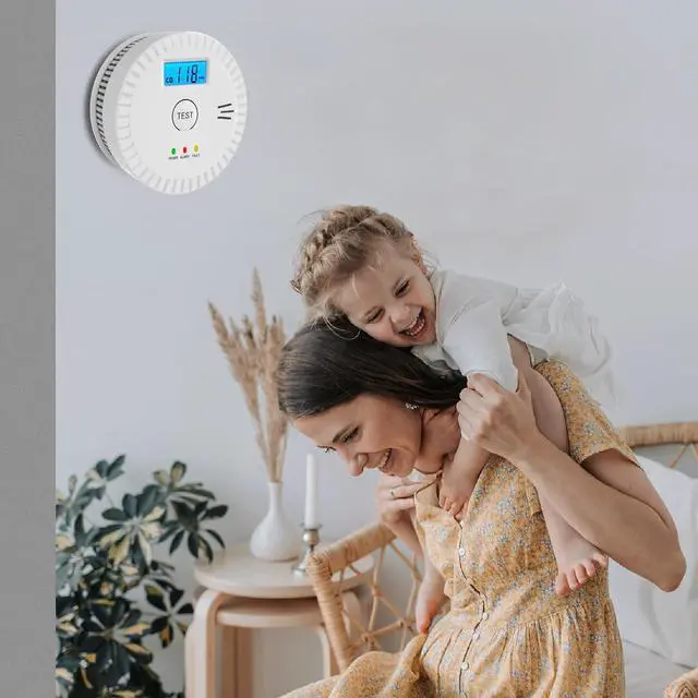 Alt view image 6 of 6 - 5 Pack Smoke Detector Carbon Monoxide Detector Combo Battery Powered,Carbon Monoxide Detector Smoke Alarm with Test Button,Smoke and Carbon Monoxide Detector with Digital Display