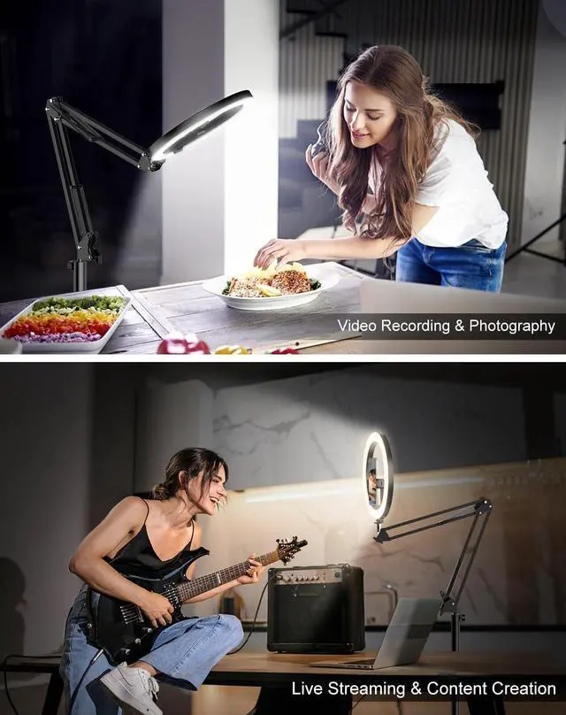 Alt view image 6 of 6 - Upgrade 18W Ring Light with Stand Tripod for iPhone, 10 Ultra Bright Overhead Phone Camera Mount Circle Light with Remote Control for Video Recording,Content Creation,Streaming,TikTok,YouTube