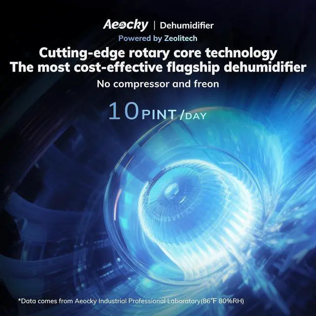 Alt view image 4 of 7 - 1200 sq.ft Rotary Dehumidifier AEOCKY 10 Pint Dehumidifier for Bedroom with Drain Hose,Never Frost,Ultra Quiet Small Portable Desiccant Dehumidifiers for Basement, Home, Bathroom, RV