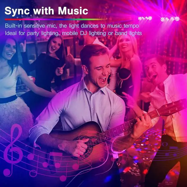 Alt view image 6 of 7 - DJ Lights with Stand, Rotating Disco Ball PartyBar Light Set, LED DJ Lights Remote & Sound Activated, Mobile Stage Lighting Package, for Parties Gig Bar Move Band Wedding Halloween Christmas