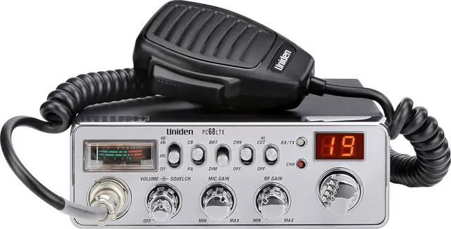 Main image of PC68LTX 40-Channel CB Radio with PA/CB Switch, RF Gain and Mic Gain Control, Analog S/RF Meter, Instant Channel 9, Automatic Noise Limiter, and Hi-Cut Switch,Silver