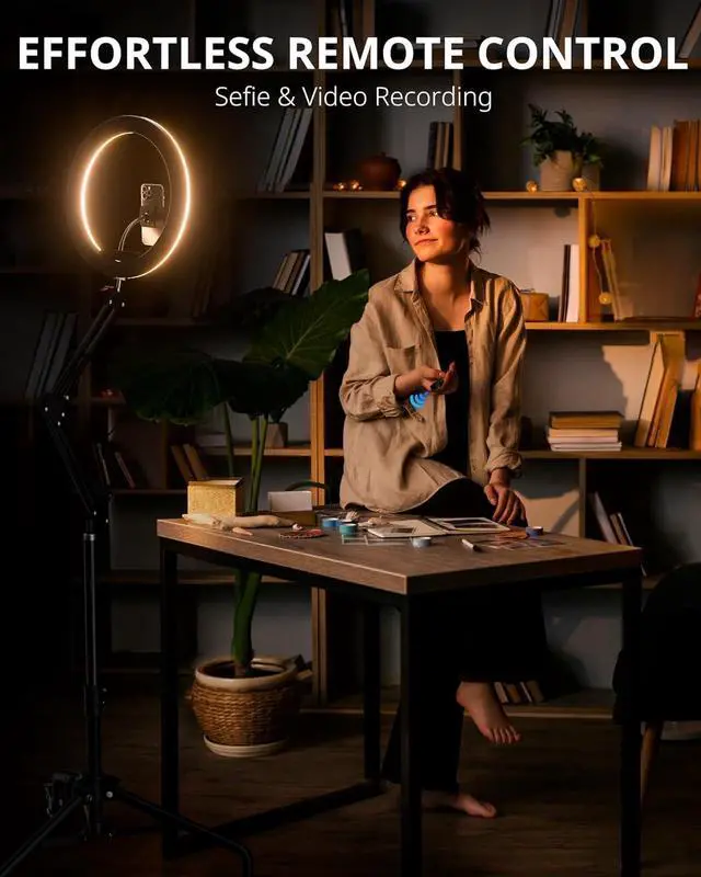 Alt view image 6 of 6 - LED Ring Light Tripod with Phone Holder & Casters, Adjustable Overhead Phone/Camera Mount for iPhone, Video Recording, Live Streaming, Cooking (Mobile Stand with Light & Tripod)