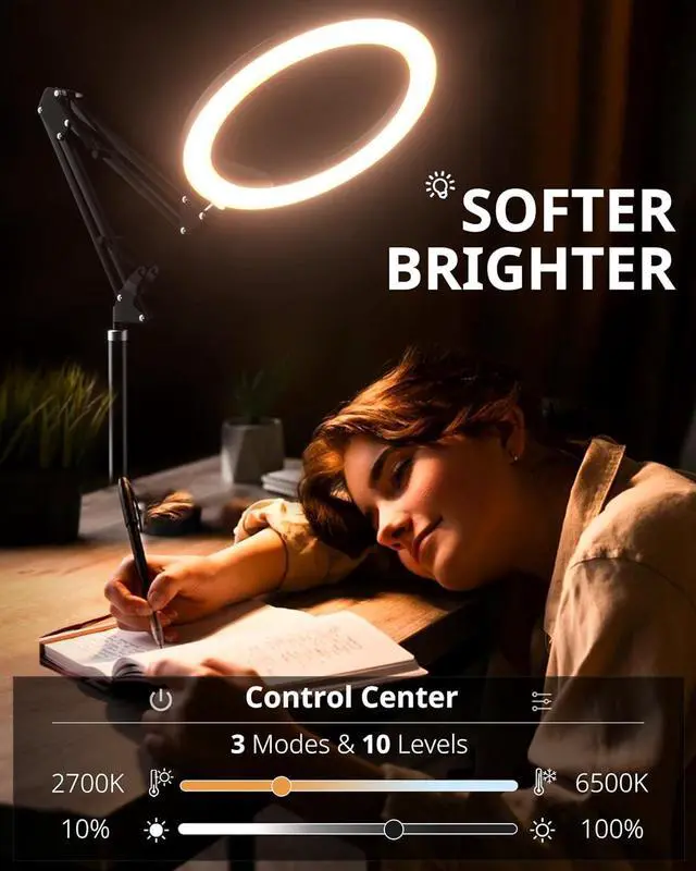 Alt view image 2 of 6 - LED Ring Light Tripod with Phone Holder & Casters, Adjustable Overhead Phone/Camera Mount for iPhone, Video Recording, Live Streaming, Cooking (Mobile Stand with Light & Tripod)