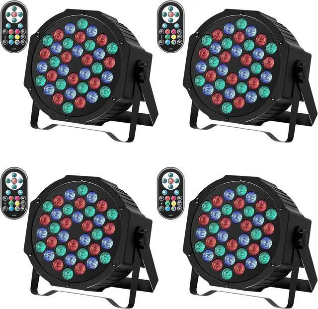 Main image of LED Par Lights 36 LED Stage Lights 7 Modes RGB DJ Lights with Sound Activated Remote and DMX Control DJ Uplightingfor Birthday Party Events Wedding Christmas Stage Lighting (4 Packs)