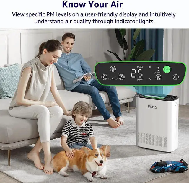 Alt view image 5 of 7 - Air Purifiers for Home Large Room Bedroom Up to 2325 Ft², Washable Filters, Air Quality Monitor, Turbo Mode, Auto & Sleep Modes, HEPA Air Cleaner for Smoke, Dust, Pet Hair, Pollen (APH3000)