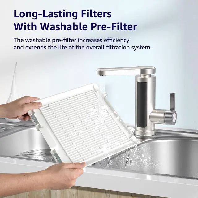Alt view image 4 of 7 - Air Purifiers for Home Large Room Bedroom Up to 2325 Ft², Washable Filters, Air Quality Monitor, Turbo Mode, Auto & Sleep Modes, HEPA Air Cleaner for Smoke, Dust, Pet Hair, Pollen (APH3000)