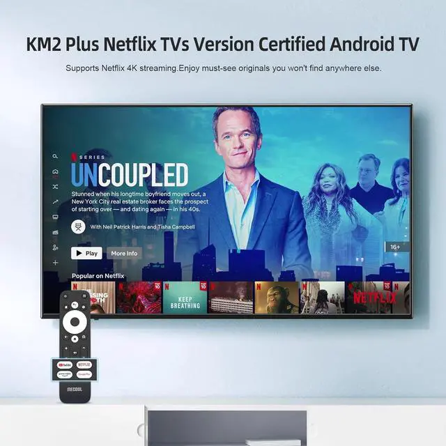 Alt view image 2 of 7 - Android 11.0 TV Box, MECOOL KM2 Plus 2GB 16GB Smart TV Box with Netflix Certified, Google Assistant Dolby Atmos, TV Box 4K Support AV1, 2.4G/5G, Ethernet, WiFi 5, BT 5.0 with Amlogic S905X4 (Black)
