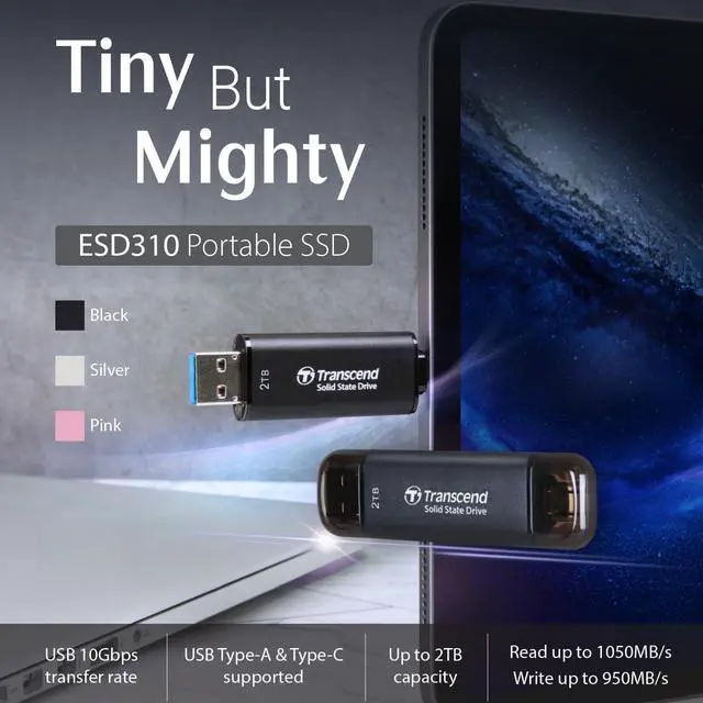 Alt view image 2 of 7 - 1TB External SSD, Up to 1,050MB/s, USB 3.2 Gen 2 Portable SSD, 2-in-1 Type C &Type A, USB Hard Drive for Steam Deck, ROG Ally,  Claw, Windows&Mac, iPhone&iPad, Android, PS5&Xbox, Smart TV