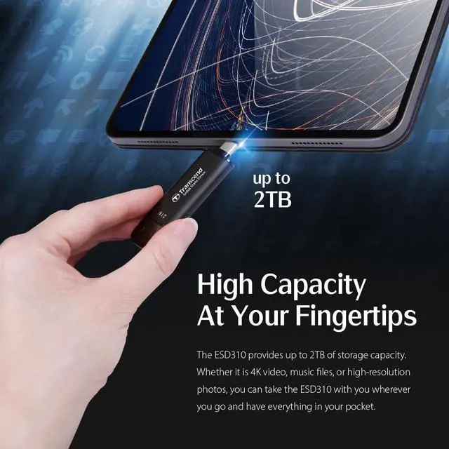 Alt view image 3 of 7 - 1TB External SSD, Up to 1,050MB/s, USB 3.2 Gen 2 Portable SSD, 2-in-1 Type C &Type A, USB Hard Drive for Steam Deck, ROG Ally,  Claw, Windows&Mac, iPhone&iPad, Android, PS5&Xbox, Smart TV