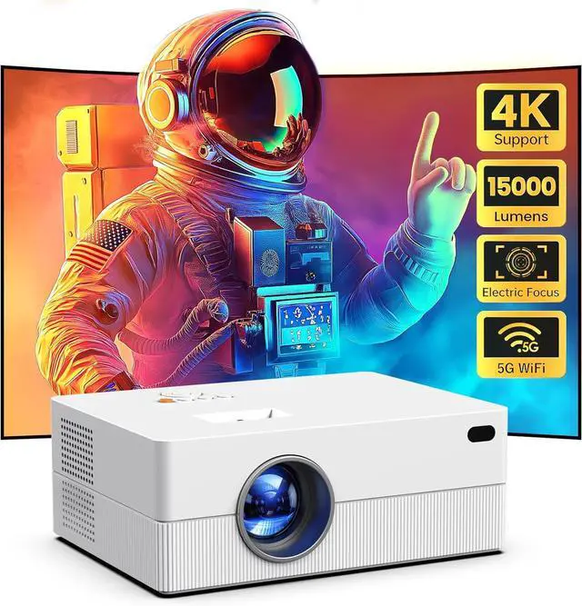 Main image of Mini Projector with WiFi and Bluetooth, Native 1080P Portable Projector Supported 4K, 15000L Outdoor Projector for Home Theater, Compatible with iOS, Android, TV Stick, HDMI, USB