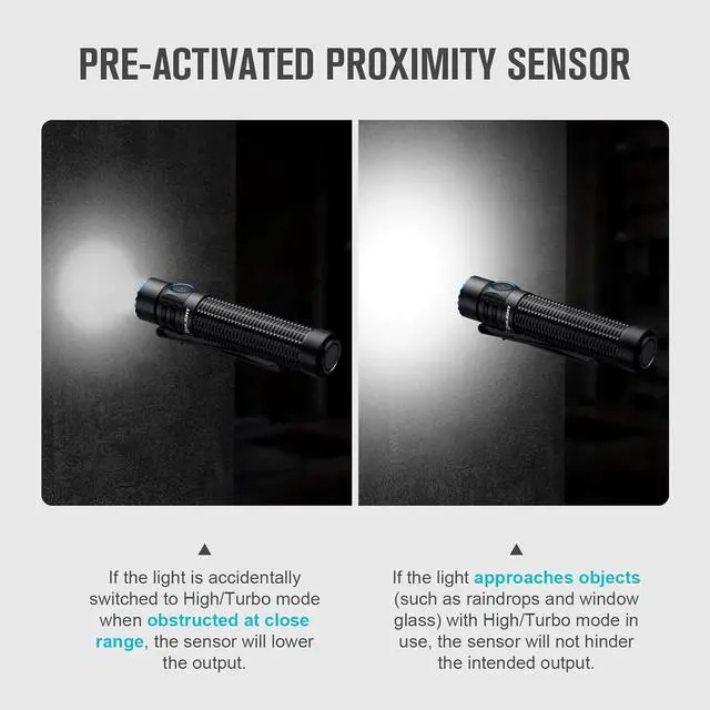 Alt view image 3 of 7 - Warrior Mini3 1750 Lumens Rechargeable Tactical Flashlight with Dual Switch and Proximity Sensor, LED Light for EDC, Outdoor, Camping and Emergency (Desert Tan)