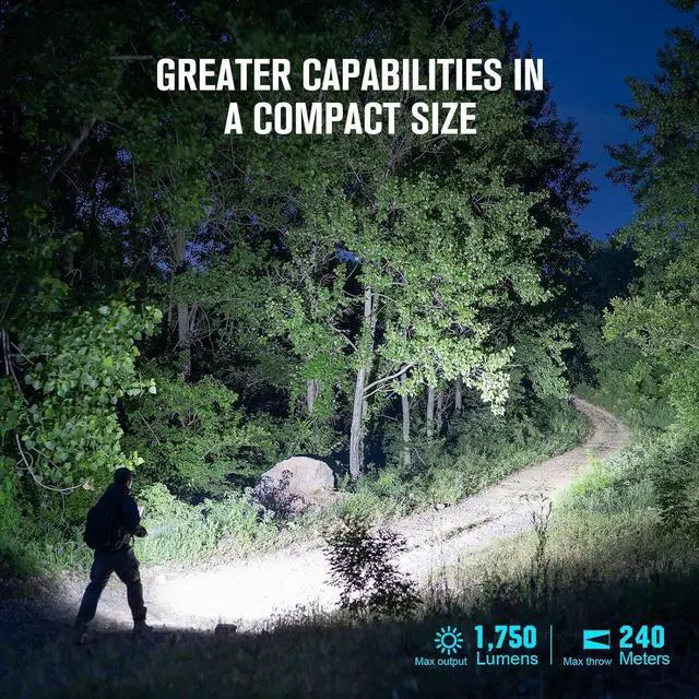 Alt view image 2 of 7 - Warrior Mini3 1750 Lumens Rechargeable Tactical Flashlight with Dual Switch and Proximity Sensor, LED Light for EDC, Outdoor, Camping and Emergency (Desert Tan)