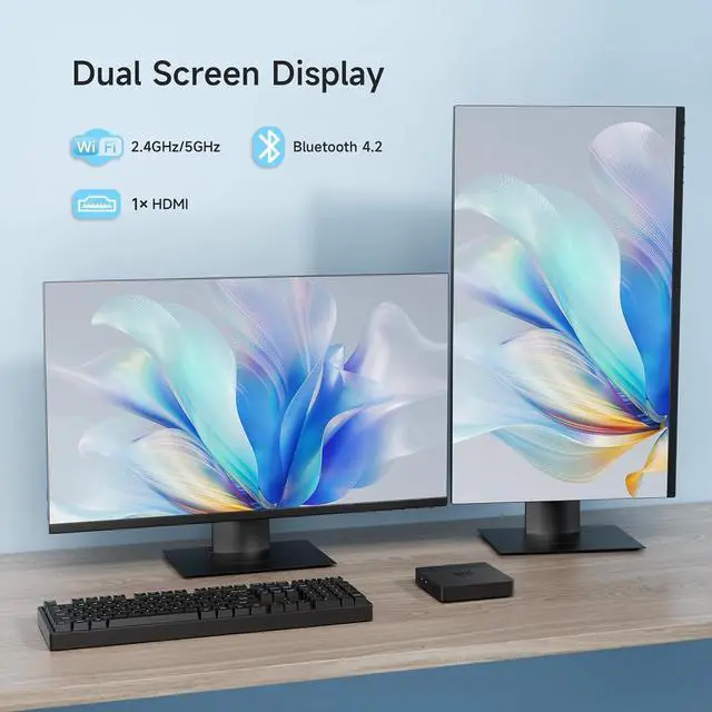 Alt view image 5 of 7 - Mini PC B1 Pro 8GB LPDDR4 /128GB eMMC,  Gemini Lake N4000 (Up to 2.6 GHz), Support 512GB/2TB M.2 SSD Expansion, 2.4G/5G Dual WiFi BT4.2, 4K Dual Display Micro Computer