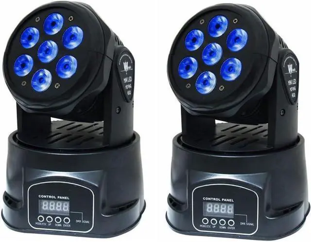Main image of 2PCS Moving Head Dj Lights,7 x 12W RGBW Stage Lighting Mini Moving Head, DMX DJ Lights Remote Control Sound Activated, Mini Moving Heads Wash Light for Parties