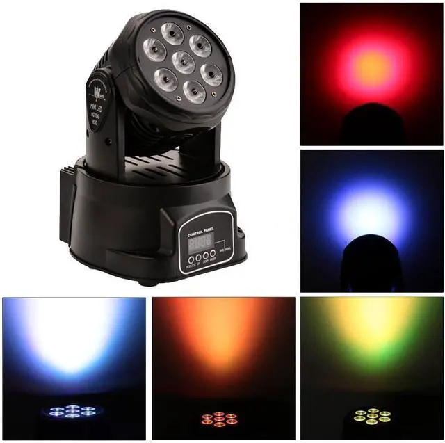 Alt view image 3 of 7 - 2PCS Moving Head Dj Lights,7 x 12W RGBW Stage Lighting Mini Moving Head, DMX DJ Lights Remote Control Sound Activated, Mini Moving Heads Wash Light for Parties