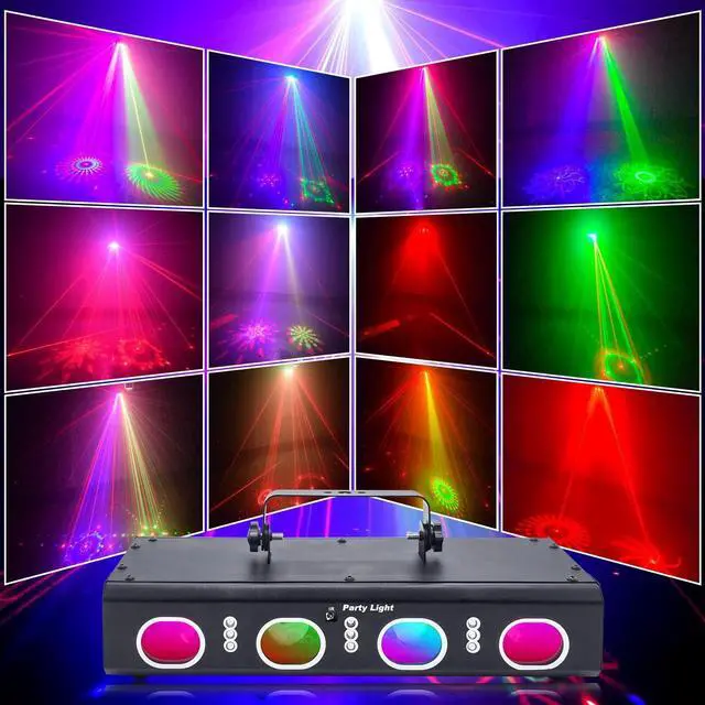 Alt view image 2 of 6 - Party Lights DJ Disco Lights, 3D Effect Sound Sensing Laser Flash Stage Projector Home Show Christmas Halloween Party Birthday Decorations Club KTV Bar Karaoke Dance