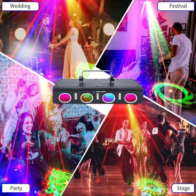 Alt view image 3 of 6 - Party Lights DJ Disco Lights, 3D Effect Sound Sensing Laser Flash Stage Projector Home Show Christmas Halloween Party Birthday Decorations Club KTV Bar Karaoke Dance