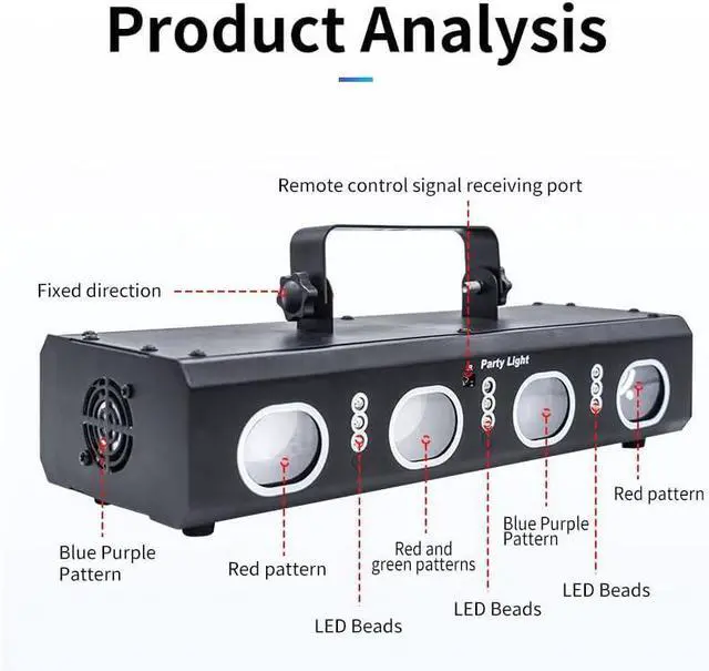 Alt view image 4 of 6 - Party Lights DJ Disco Lights, 3D Effect Sound Sensing Laser Flash Stage Projector Home Show Christmas Halloween Party Birthday Decorations Club KTV Bar Karaoke Dance