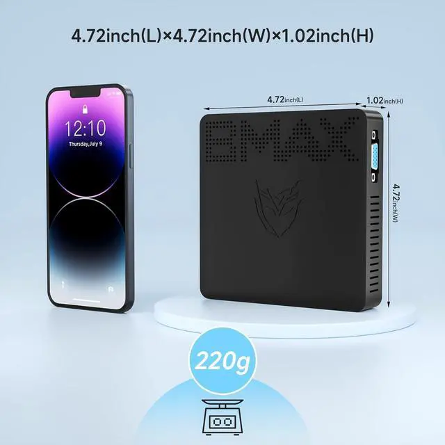 Alt view image 3 of 7 - Mini PC B1 Pro 8GB LPDDR4 /128GB eMMC,  Gemini Lake N4000 (Up to 2.6 GHz), Support 512GB/2TB M.2 SSD Expansion, 2.4G/5G Dual WiFi BT4.2, 4K Dual Display Micro Computer