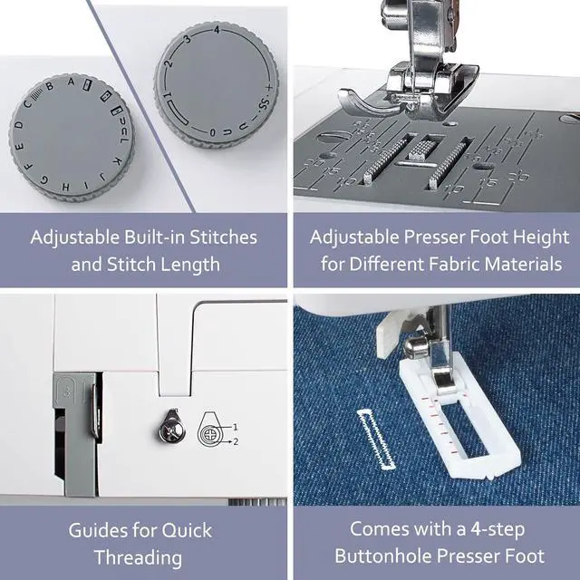 Alt view image 5 of 6 - FYe310 Full Size Sewing Machine with Foot Pedal, Heavy Duty & Portable, Powerful Servo Motor, 25 Built-in Stitches, 6 Bobbins & 5 Included Sewing Feet (White)