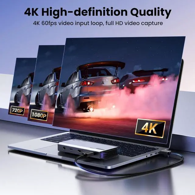 Alt view image 6 of 7 - 4K@60Hz Capture Card, Ultra HD HDMI Video Capture Card 1080P@240Hz USB 3.0 Ultra-Low Latency with VRR and HDR for Streaming, Gaming, Recording Compatible with iPad, Switch 2, PS5, Xbox, PC, Mac