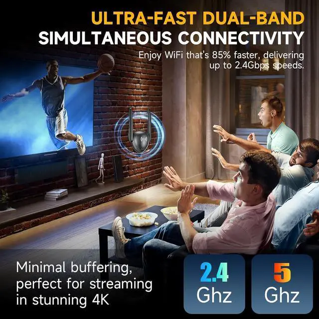 Alt view image 6 of 7 - 2025 Mesh AX3000 WiFi 6 Extender Signal Booster for Home,Range up to 15K+sq ft, 3000Mbps Wireless Internet Repeater, Dual Band Signal Amplifier with Gigabit Ethernet Port, 10X Faster Access Point