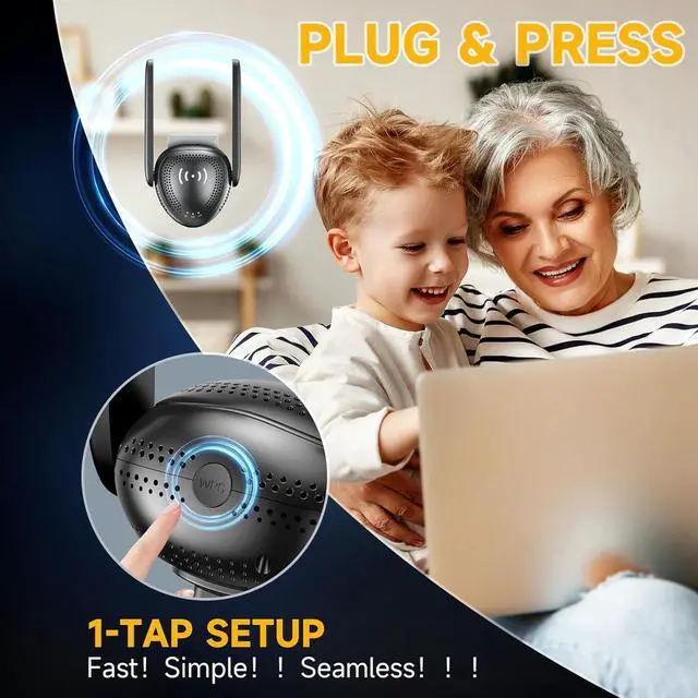 Alt view image 7 of 7 - 2025 Mesh AX3000 WiFi 6 Extender Signal Booster for Home,Range up to 15K+sq ft, 3000Mbps Wireless Internet Repeater, Dual Band Signal Amplifier with Gigabit Ethernet Port, 10X Faster Access Point