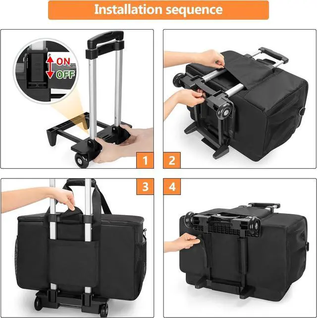 Alt view image 5 of 7 - Rolling DJ Cable File Bag with Hard Padded Bottom,Detachable Dividers and Dolly,Travel Gig Bag for Professional DJ Gear, Musical Instrument and Accessories