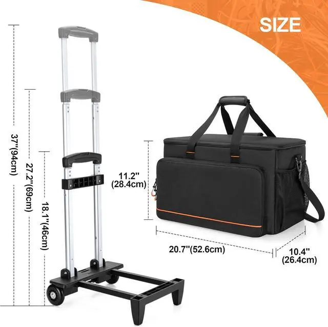 Alt view image 7 of 7 - Rolling DJ Cable File Bag with Hard Padded Bottom,Detachable Dividers and Dolly,Travel Gig Bag for Professional DJ Gear, Musical Instrument and Accessories