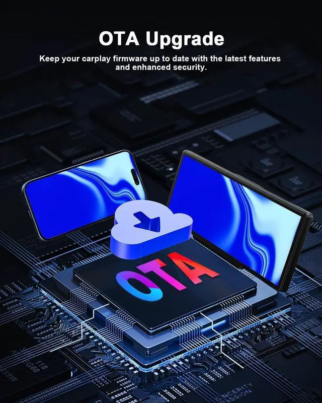 Alt view image 7 of 7 - Wireless  Carplay Screen for Car, Android Auto with Backup Camera, Portable Car Stereo Touchscreen with OTA/GPS Navigation/Mirror Link/Voice Control/Bluetooth/AUX/FM/WiFi