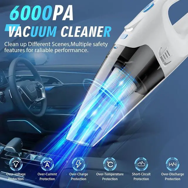Alt view image 3 of 7 - Handheld Vacuum Cordless,Car Hand Cordless Rechargeable,Powerful Suction Hand Held Vacuum with LED Light/Multi Accessories,1.6lbs Car Mini Portable Vacuum Cleaner for Home Office Pet