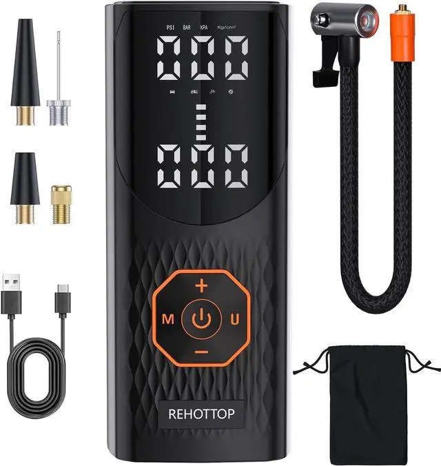 Main image of Tire Inflator Portable Air Compressor, 160PSI Air Pump for Car Tires, 5X Faster Inflation Air Compressor with Tire Gauge Pressure, Tire Pump with LED for Car, Motorcycle, Bicycle and Ball
