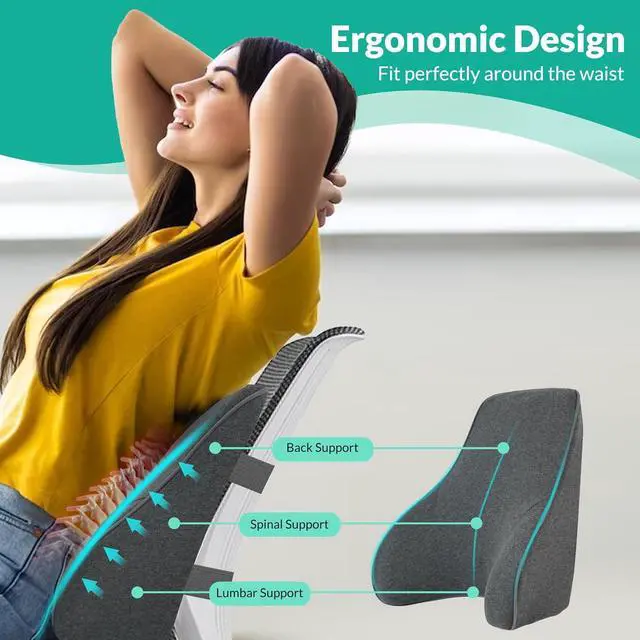 Alt view image 3 of 7 - Heated Lumbar Support Pillow for Office Chair, Back Support Pillow for Car, Adjustable Heat and Vibration, Ergonomic Back Cushion, Improve Posture & Pain, Lower Back Massager,Gifts