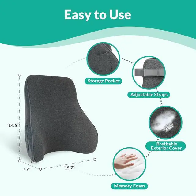 Alt view image 6 of 7 - Heated Lumbar Support Pillow for Office Chair, Back Support Pillow for Car, Adjustable Heat and Vibration, Ergonomic Back Cushion, Improve Posture & Pain, Lower Back Massager,Gifts