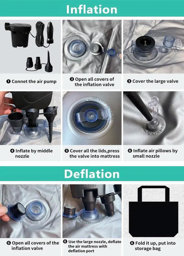 Alt view image 6 of 7 - SUV Air Mattress, Inflatable SUV Mattress Bottle and Phone Holder Thickened Flocking & PVC Surface Car Air Mattress with Electric Air Pump Travel Mattress for Car Camping Road Trip (Black)