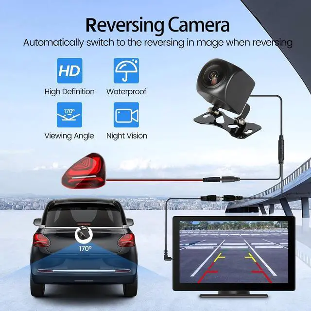 Alt view image 4 of 7 - Portable  Carplay Screen for Car, 7" HD Car Stereo Touch Screen with Android Auto& Carplay, Rear Camera, Voice Control, Mirror Link, Bluetooth, Navigation, AUX - Fits All Vehicles
