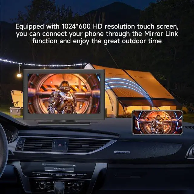Alt view image 5 of 7 - Portable  Carplay Screen for Car, 7" HD Car Stereo Touch Screen with Android Auto& Carplay, Rear Camera, Voice Control, Mirror Link, Bluetooth, Navigation, AUX - Fits All Vehicles