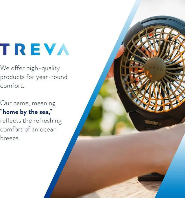 Alt view image 7 of 7 - Treva Body Breeze Fan Rechargeable Personal Fan with Wide Cooling Reach, Multi Speed Adjustable and Portable
