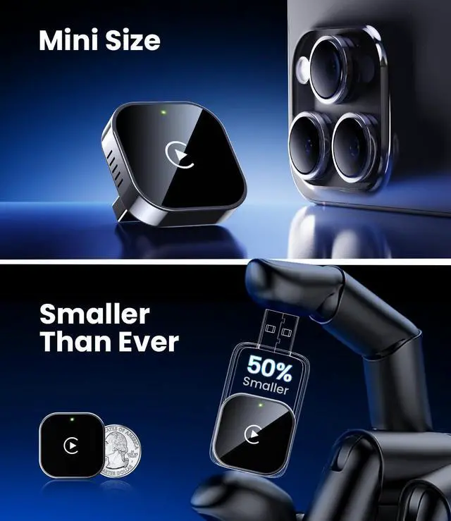 Alt view image 3 of 7 - Wireless CarPlay Adapter 2025 Upgrade Wired CarPlay to Wireless, Mini USB Design for Cars with Built-in Wired  CarPlay Plug and Play Easy Use Fast Stable Connection Car Play for iPhone