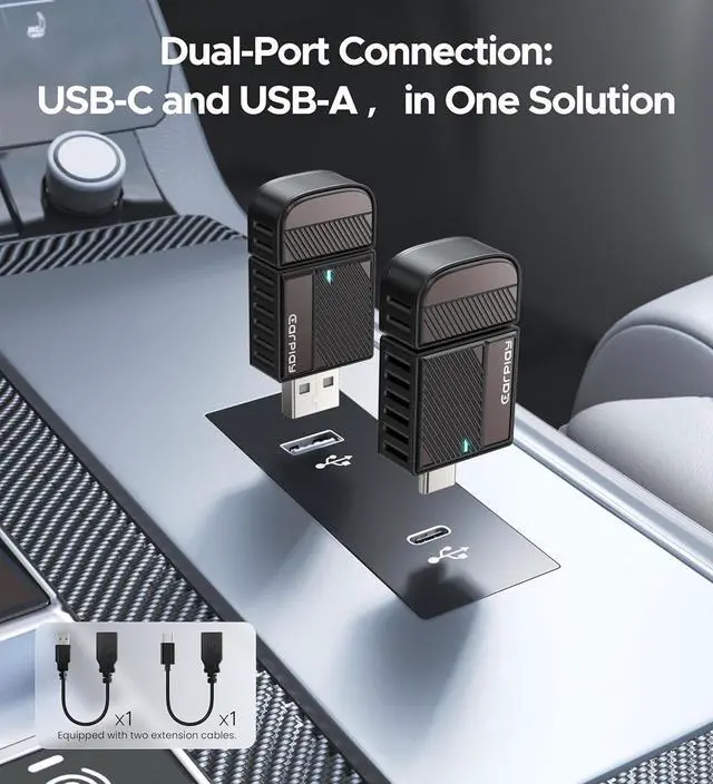 Alt view image 4 of 7 - CarPlay Wireless Adapter for , Convert Wired to Wireless CarPlay Adapter for iPhone [Mini Size, USB-A & USB-C/Type-C, No Delay, Plug & Play], Compatible with Cars from 2016, Brown