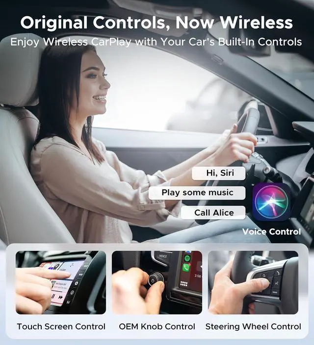Alt view image 5 of 7 - CarPlay Wireless Adapter for , Convert Wired to Wireless CarPlay Adapter for iPhone [Mini Size, USB-A & USB-C/Type-C, No Delay, Plug & Play], Compatible with Cars from 2016, Brown